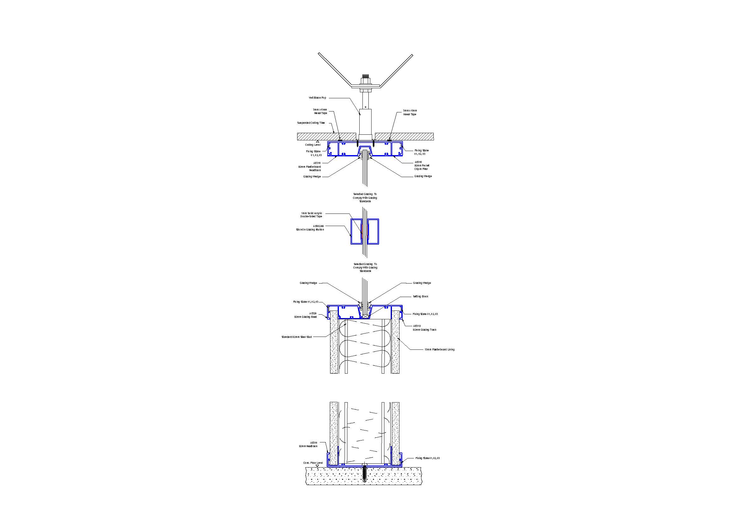 E92-08 92mm Half Height Glazing Section